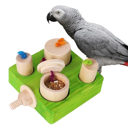 Birdie Puzzle Feeder - Interactive Foraging Toy for Parrots, Parakeets, Cockatiels, Conures | Mental Enrichment & Stimulation Game to Prevent Boredom (Green) - color: green