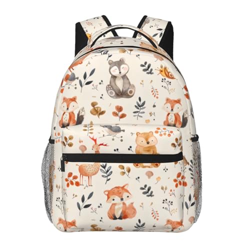 Forest Animal Casual Backpack, Lightweight Laptop Bag Daypack, Cute Woodland Art Backpacks for Women Men Teens Students, Vintage Nature Polyester Bookbag Gifts for School Work Travel Hiking - color: Forest 01