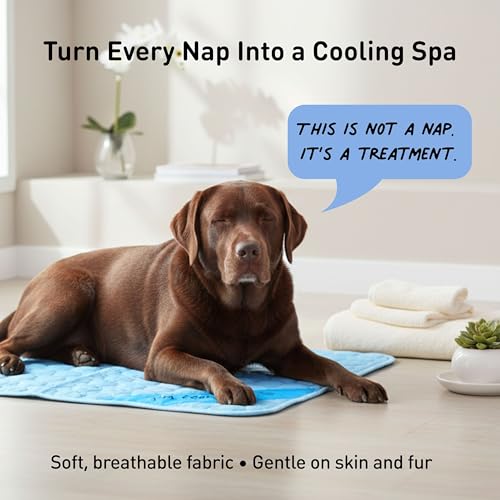 INSPECTOR TAIL Dog Cooling Mat, Indoor & Outdoor, Medium Self Cooling Pad | No Freeze Needed, Breathable, Washable, Portable Cooling Mat for Dogs with Travel Bag, Fits Car, Crate, Floor & Bed, 28"x22" - size: Blue- 27.55" x 22.04"