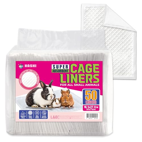 HA SHI Absorbent Bird Cage Liner Pads, 50 Count, 27.9 x 16.1 in, 5-Layer | 50 disposable 5-layer cage liner pads, 27.9 x 16.1 in. Absorbent with a leak-resistant backing; trim to fit, easy cleanup.