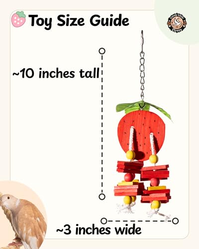 Fruit Conure Shreddable Chew Toys, Hanging Wood Block Bird Cage Toy for Parrots, Parakeets, Cockatiels and Small Birds, Shred Toy for Small Parrots (Red Strawberry) - color: Red Strawberry