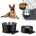 Attachable Dog Bowls for Crates, ShineMe 40oz & 60oz Dog Kennel Food and Water Bowl, 7.1 x 3.7” & 6.3 x 2.6” Dogs Crate Bowls Hanging No Spill for Large or Medium Dogs, Set of 2 Black - color: Black (60oz+40oz)