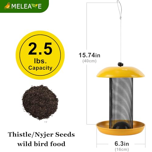 Finch Feeders for Outside, Finch Feeder for Nyjer/Thistle Seed, 2.5 lbs Seed Capacity - color: Yellow(finch)