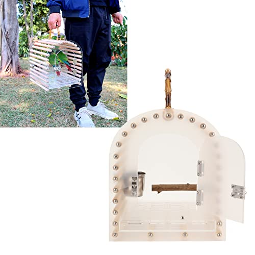 Lightweight Bird Travel Bag Portable Bird Cage Escape Portable Travel Bird Carrier Circular Arc Small Transparent Acrylic Travel Bird Carrier for Bird Parakeets