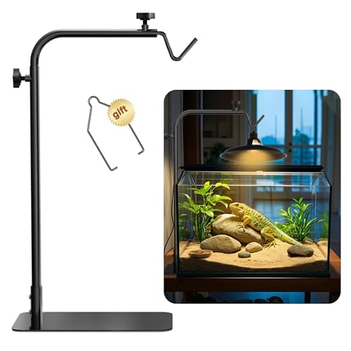 Reptile Heat Lamp Stand, Adjustable 18"-32"H Light Holder, Heavy Base | Heavy Duty, Wide Compatibility for Bearded Dragon, Turtle, Snake, Lizard, Terrarium Tank or Aquarium Use - size: 32" Height