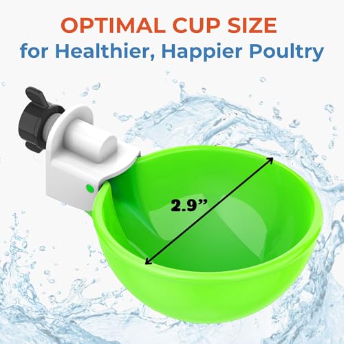 Lil'Clucker - Large Automatic Chicken Waterer Cups Suitable for Ducks, Geese, Turkeys, and Bunny Rabbit - Water Feeder Kit - Poultry Waterer (Green, 5 Pack) - color: Green, size: 5 Pack