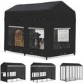 Outdoor Dog Kennel Cover 8'Dx4'Wx6'H Full Coverage Kennel Cover Large Windproof,Waterproof with Transparent Windows and Elastic Ropes - color: 8'Dx4'W（full cover）