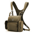 Binocular Harness Chest Pack: Bino Case with Rangefinder Pocket | Silent magnetic lid, one-handed access, removable pouches, rain cover, MOLLE webbing for Hunting Hiking Bird Watching - color: Wolf Brown, size: Large