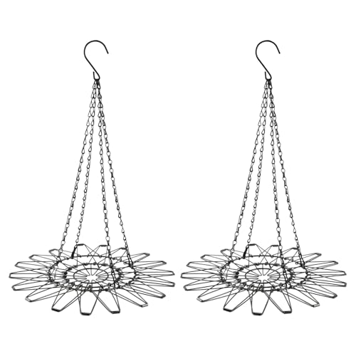 Hanging Chicken Feeder, 9.2 inches Large Poultry Vegetable Fruits Feeder Basket with 4Pcs Hanging Stainless Chain, Veggie Treat Ball for Chicken,Hens,Duck,Rabbit Coop(Size:2pcs) - size: 2pcs