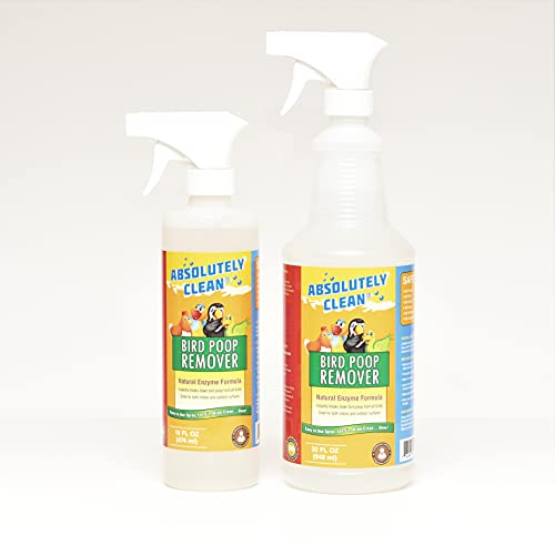 Absolutely Clean Amazing Bird Poop Remover - Just Spray/Wipe - Safely & Easily Removes Bird Messes - Use Indoor/Outdoor - Made in The USA - size: 16oz Spray Bottle 2pack - Save 20%
