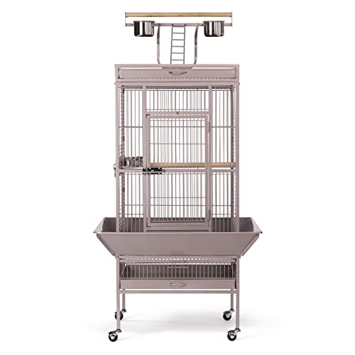 Prevue Pet Products Playtop Bird Cage - Medium Cage with Wheels for Parrots, Conures, Cockatiels, & Similarly Sized Birds, with Rolling Stand and Seed Guard - Blush Finish | Medium Cage with Wheels for Parrots, Conures, Cockatiels, & Similarly Sized Birds