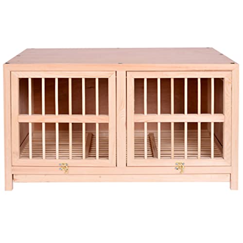 Bird Cage Large Size Solid Wood Pigeon Pairing Cage, Indoor Pigeon Nest Box with Pull Out Tray, Easy to Clean, Need to Install(Natural,31.5IN*1) - size: 31.5"L x 15.7"W x 17.7"H