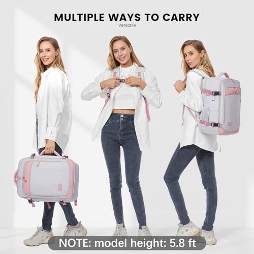 LOVEVOOK Travel Backpack for Women, 40L Carry On Backpack with 3 Packing Cubes,TSA Personal Item Travel Bag Airline Approved, Water Resistant Weekender Overnight Luggage Daypack, Fits 17 Inch Laptop - color: D-grey-pink, size: Large - 17.3 Inch - 40L - 3