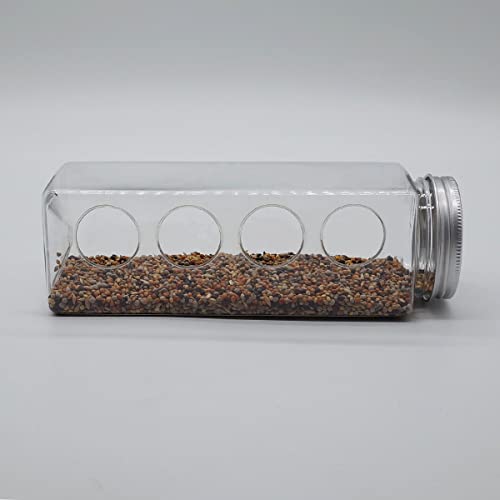 Button Quail Transparent Feeder, 4 Hole Seed Feed Box Container for Multiple Birds, No Mess Design for Clean Eating(Transparent)