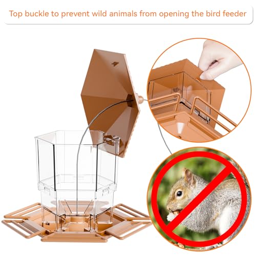 Hopper Bird Feeders for Outdoors Hanging,Brown 233