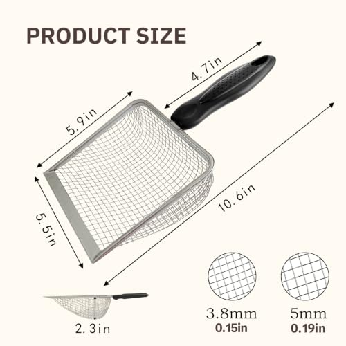 2 Pack Chicken Poop Scooper, 5.5" Metal Mesh Shovel | 3.8mm & 5mm Mesh Metal Chicken Coop Rake and Scoop Tool, Ideal for Poultry Housing, Cat Litter Boxes and Sand Sifting