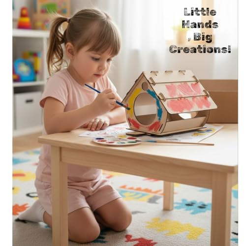 BAGJI TOYS Bird House Kits for Kids Ages 4-8, Wooden DIY Birdhouse Kit, Outdoor Woodworking Crafts Freestyle Painting, Bird Houses for Outside with Paints & Brushes, Boy Girl Gift Christmas