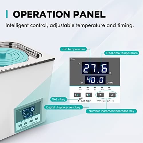 LAB FISH BHS-1 Lab Water Bath, 3L Digital Thermostatic Heater | 3L capacity, precision heating, stainless steel tank, for lab sample warming & incubation - style: BHS-1(3L)