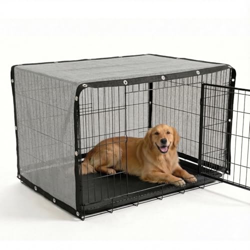 Amgo 90% UV Block Sun Shade Cloth for Dog Kennel Cover, 2' x 3' Grey Pet Playpen Sunshade with Grommets, Durable Mesh Tarp for Crate, Patio, Stable,Chicken Coop & Outdoor Privacy Screen. - color: Grey, size: 2' x 3' Custom Size