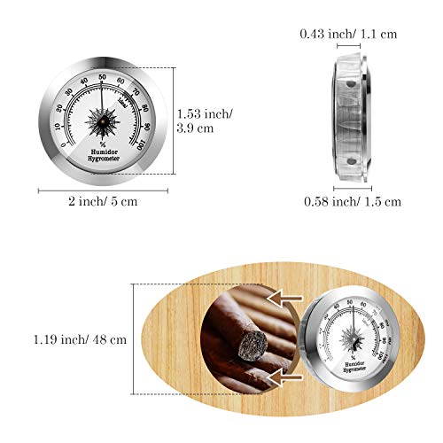 Frienda 2 Pcs Hydrometer 2 Inch Humidity Meter Cigar Humidor Hygrometers Round Cigar Hygrometer for Humidor Cabinet Cans(Silver, Gold) - color: Silver, Gold