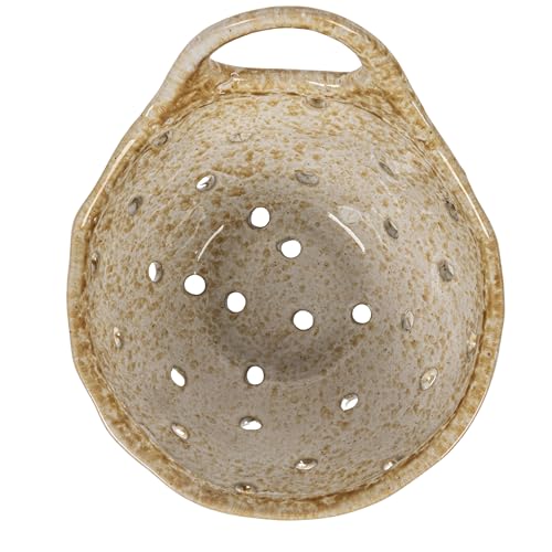 Creative Co-Op Stoneware Colanders with Handles, Set of 2 - color: Beige, size: Large/Small