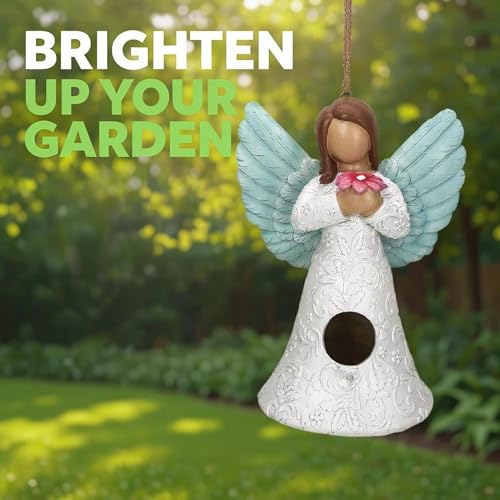 Spoontiques - Birdhouse - Garden Décor - Decorative Bird House for Yard and Garden Decoration - Hanging Novelty for Outdoor Patio - Angel Birdhouse