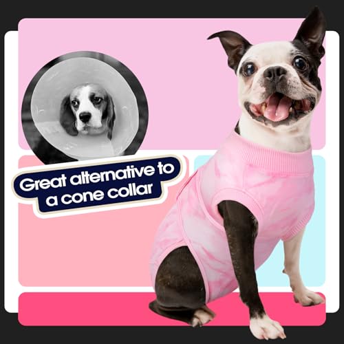 Surgery Suit for Dogs Female After Spayed, Soft Onesie for Surgery | Cone Alternative after Surgery, Dog Wound Cover Spay Suit Prevent Licking, Female Dog Onesie for Heat Cycle, Pink Tie Dye XS - color: Pink Tie Dye, size: Xs(back:8.3-11.4in,wt:4-7lbs)
