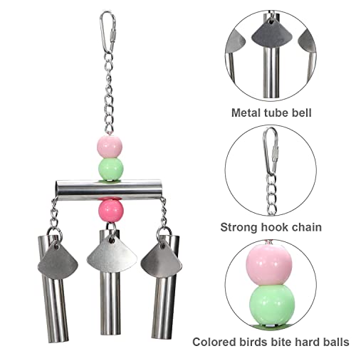 Litewoo Bird Stainless Steel Bell Toys Hanging Pipe Chew Bite Toy (B) | Bite resistance, safe & stable, stainless steel, for parrot/parakeet/cockatiel/conure/cage accesssories