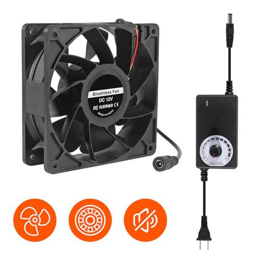DORHEA 120mm Fan 120mm x 38mm 110V 220V AC Powered Cooling Fan with Speed Controller 3V to 12V 1238 AC for Cooling Ventilation Exhaust Projects