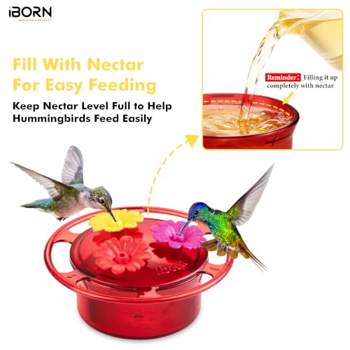 iBorn Small Hummingbird Feeder Hummingbird Feeders for Outdoors Hanging 4PCS 3OZ Mini Humming Bird Feeder with 3 Bee Guard Feeding Ports Silicone Flower Red - style: Hanging Mini Hummingbird Feeder 3oz,4 Set