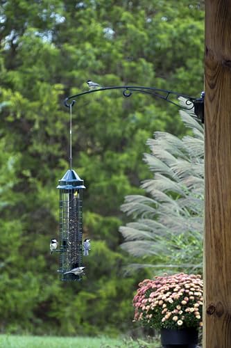 BirdsUP Hanging Bracket for Bird Feeders, Planters, Chimes, Heavy-Duty, Holds up to 25 lbs, 2 Hooks with Rubber Bumpers, Black, Screws Included