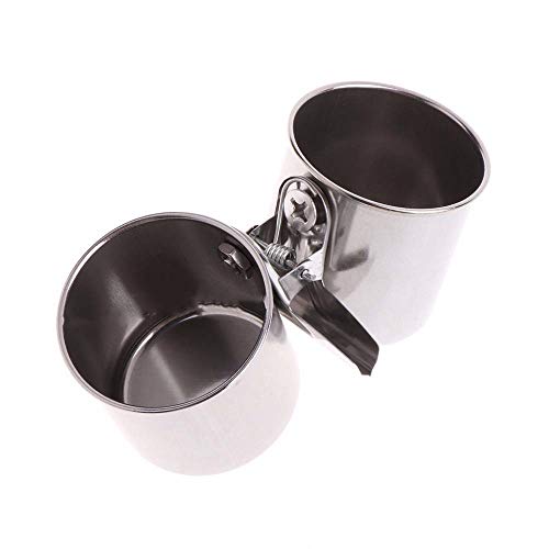 Litewoo Bird Perch with Feeder CupsBowls Stainless Steel for Parrot Cage, S | Odorless bird platform with holder hanger, outside durable water food dispenser, for parakeet/cockatiel/conure/macaw, 7.09" - size: 7.1 inch