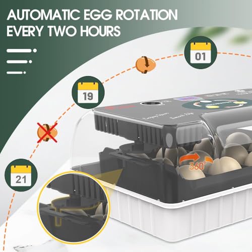 12 Egg Incubator - Automatic Egg Turner, Temperature Control, Built-in Candler, Auto Water Refill for Hatching Chicken, Duck, Quail & Bird Eggs