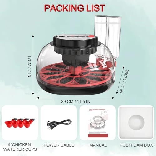 12 Egg Incubator with Auto Turner, Built-in Candler & Humidity Display | Suitable for Hatching Chicken Duck Quail Bird - size: 12 Egg