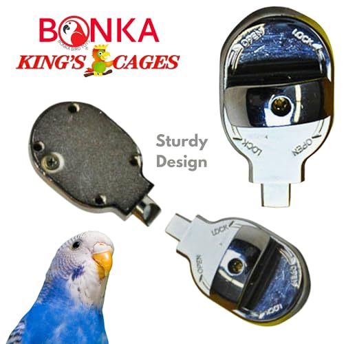 Kings Cages 1334 Lock 6 Round Feeder Door Lock – Durable Chrome-Plated Steel, 2 1/8" x 1 1/4", Secure Feeder Door Closure for Birdcages, Prevents Escape & Tampering