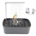 PINVNBY Automatic Bird Bath Shower for Cage,Parrot Bath Box with Pump,Parakeet Bathtub Electric Fountain Circulating Water Contains USB Power Plug for Cockatiel Lovebird Conure Budgie(Gray) - color: 【Grey】