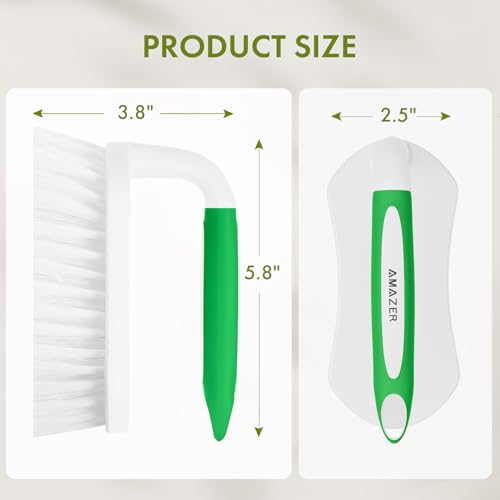 Scrub Brush for Cleaning Comfort Grip Shower Scrubber Stiff Bristles with Handle Heavy Duty Cleaner Brush for Tub Sink Carpet Floor - Pack of 2 (Green+Green) - color: Green+green