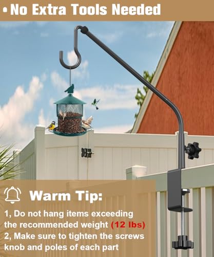 20 Inch Extended Reach Deck Hook Hanger for Railing, 2 Pack | Heavy Duty Outdoor Plant Hook Holder for Hanging Bird Feeder Pole Deck Hanger Flower Basket Planter or Lanterns, Wind Chimes - size: 20 Inch 2 Pack