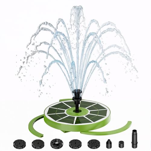 AISITIN 3.5W Solar Fountain with1500mAh Battery, Anti-Drift Bracket | Solar Water Pump with 8 Nozzles, Solar Powered Floating Fountain for Outdoor Garden, Birdbath, Pond, Fish Tank - Dark Green - color: Dark Green
