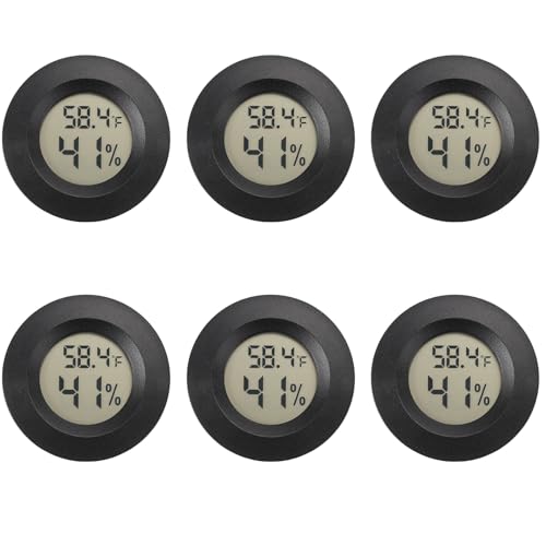 Serundo Auto Digital Hygrometer Thermometer Indoor/Outdoor Hygrometer 6PC | Mini Size,LCD,℉/℃ Conversion,Fast Response, Outdoor Thermometer with Humidity for Reptile Greenhouse Cellar 3D Printer
