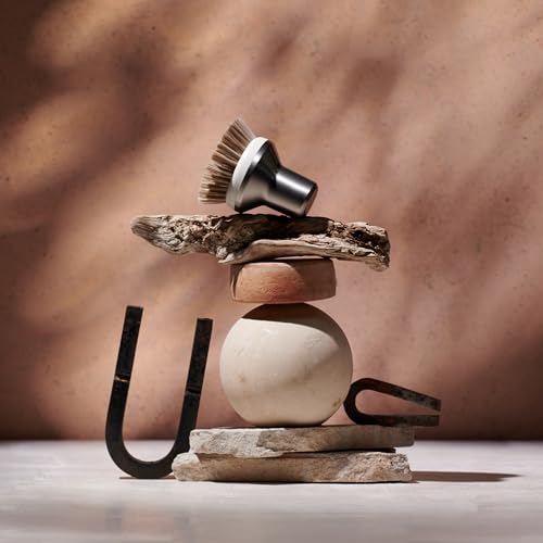 Ionic Palm Brush, Magnetized to Stand Upright, Stainless Steel with Replaceable Head, Silver