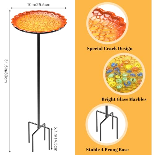 Bee Butterflies Watering Station, Standing Bee Feeder with Glass Marbles for Outside, Bee Bath Feeder with Metal Stakes Butterfly Puddler Garden Yard Déco (Yellow) - color: Yellow