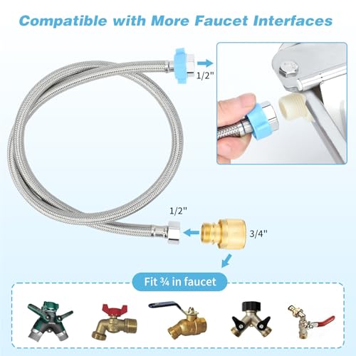 FHTONGE 304 Stainless Steel Automatic Dog Water Bowl Dispenser with Outfall | Float Valves Auto Fill, Wall-Mounted Dog Waterer for Outdoor Big Dog Livestock Poultry Horse Cow Goat Pig Chicken Duck Rabbit