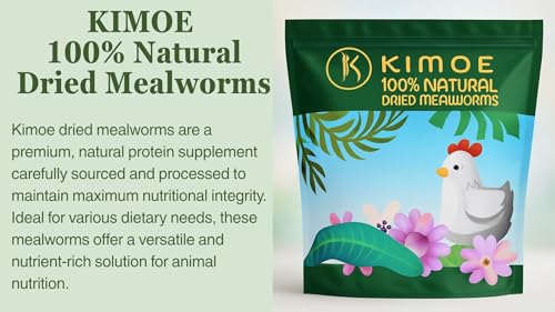 kimoe Non-GMO Bulk Dried Mealworms 10LB Bag for Chickens, Ducks & Wild Birds — 100% Natural High-Protein Feed to Boost Egg Production, Feather Health & Immunity - size: 10 Pound (Pack of 1)