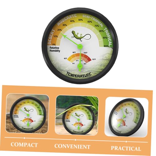 High Precision Reptile Thermometer Hygrometer with Back Sticker Reusable Mechanical Temperature and Humidity Gauge for Terrarium Vivarium Brooder Easy to Install and Design
