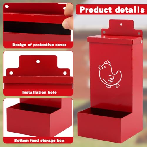 Automatic Chicken Grit Feeder Metal Oyster Shell Feeder with Lid, Chickens Coop Accessories Improve Eggshell Quality and Hen Health(Color:2 pcs)