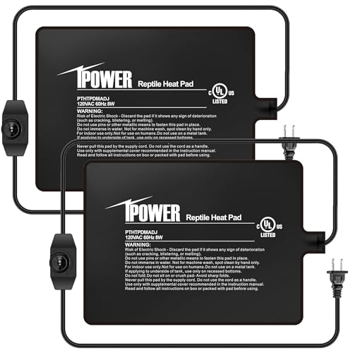 iPower 6x8 Inch Reptile Heating Pad with Adjustable Controller Knob, Under Tank Heater Mat for Turtles, Lizards, Snakes, Amphibians & Small Pets, 2 Pack - size: 6 X 8 Inch, style: 2 Pack Heat Pad with Adjustable Knob