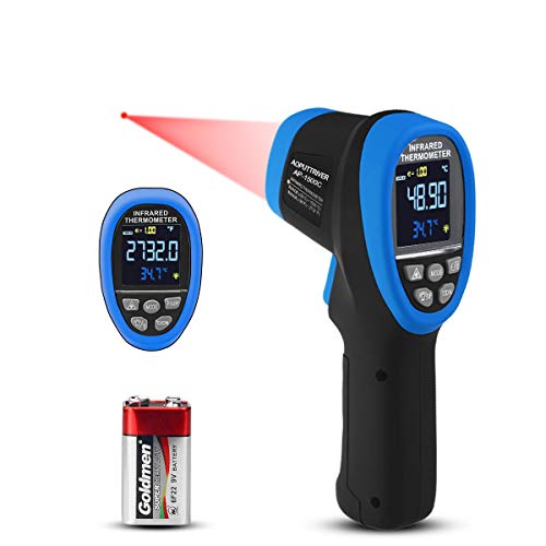High Temp Thermometer Gun -58°F~2732°F Dual Laser Industrial Pyrometer | Color LCD Backlight,Digital IR Temperature Gun 30:1 Adjustable emissivity 0.1-1.0. Hi/Lo Temp Alarm. Flashlight. - color: Colorful LCD AP-1500C