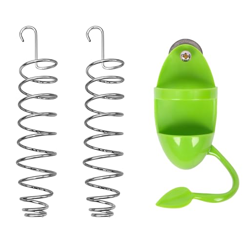 3pcs Bird Foraging Toys, Green Stainless Steel Bird Feeder Bowl, Hanging Fruit Veggie Holder Spring Parakeet Parrot Cage Accessories