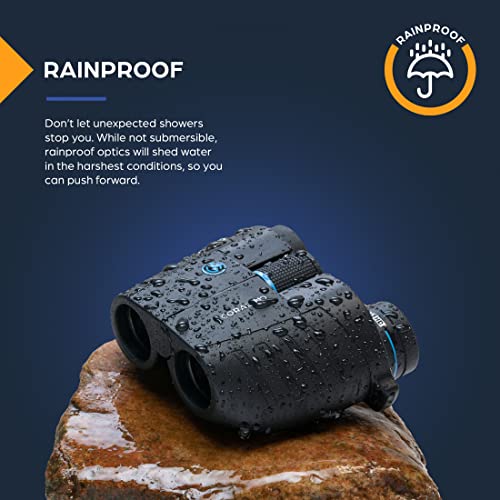 TSO Coral 10x25 Compact Binoculars with Eye Relief for Adults and Kids, Lightweight Rainproof Porro Prism Binoculars for Bird Watching, Hiking, Travel, Sightseeing, Sporting Events and Concerts